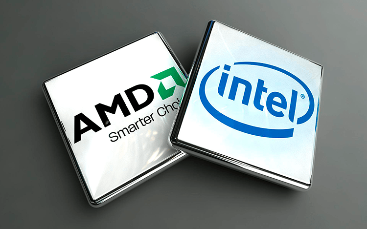 The AMD and Intel logos