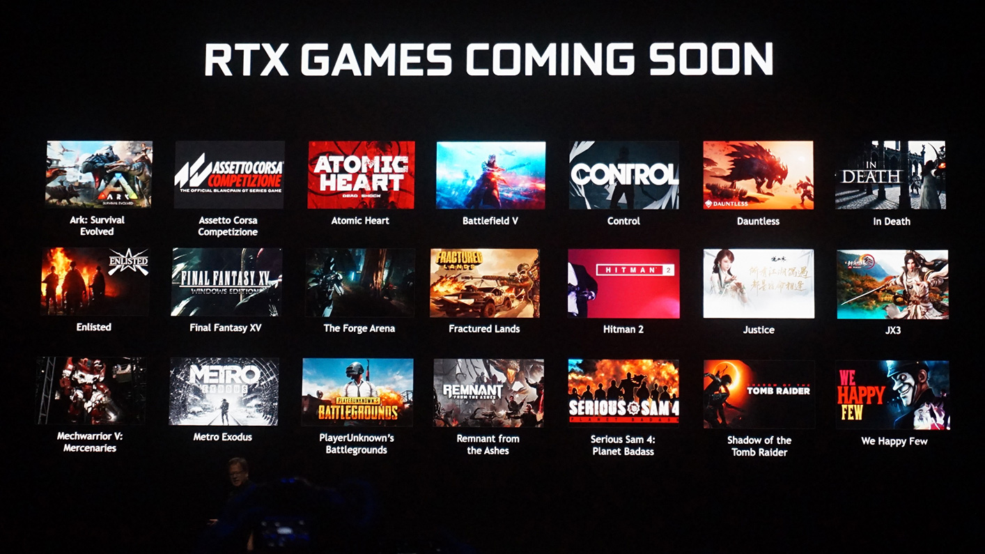NVIDIA slide showing the games with upcoming RTX support