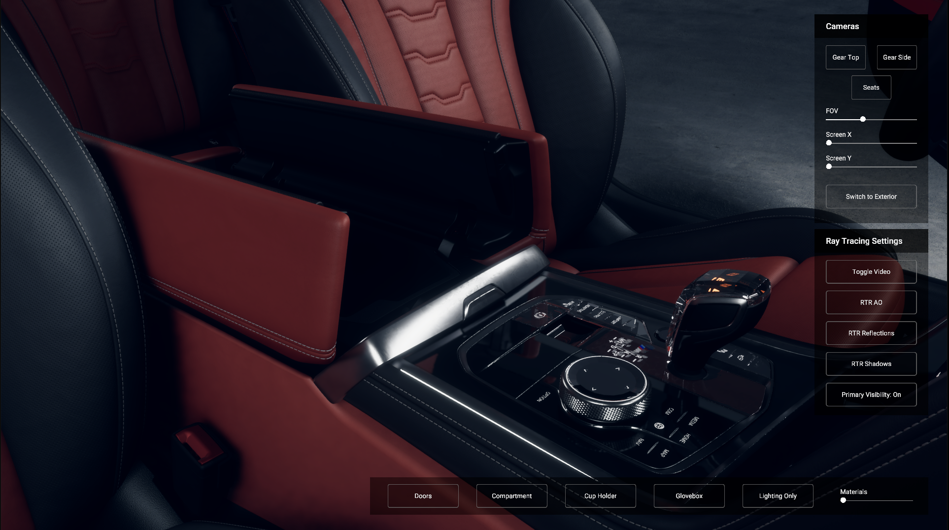 A ray-traced car interior