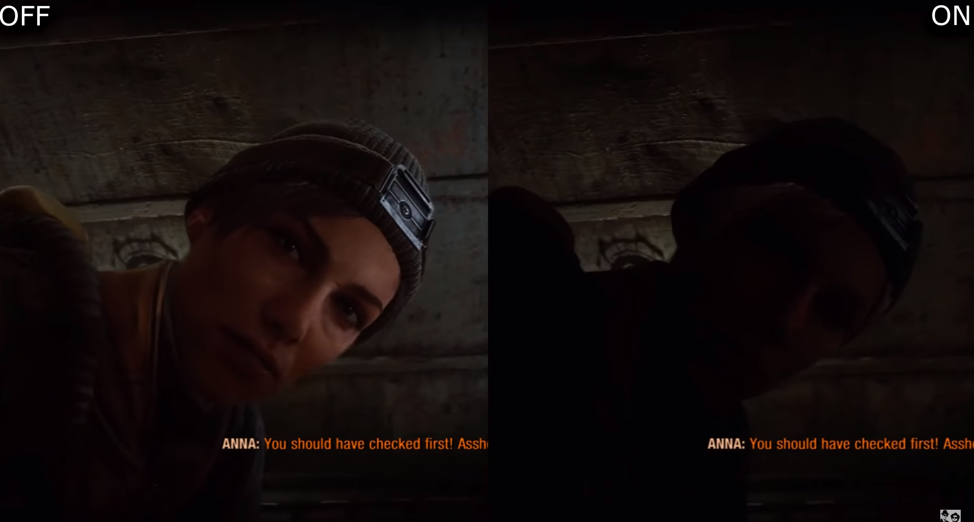Metro Exodus shown with ray tracing off and on