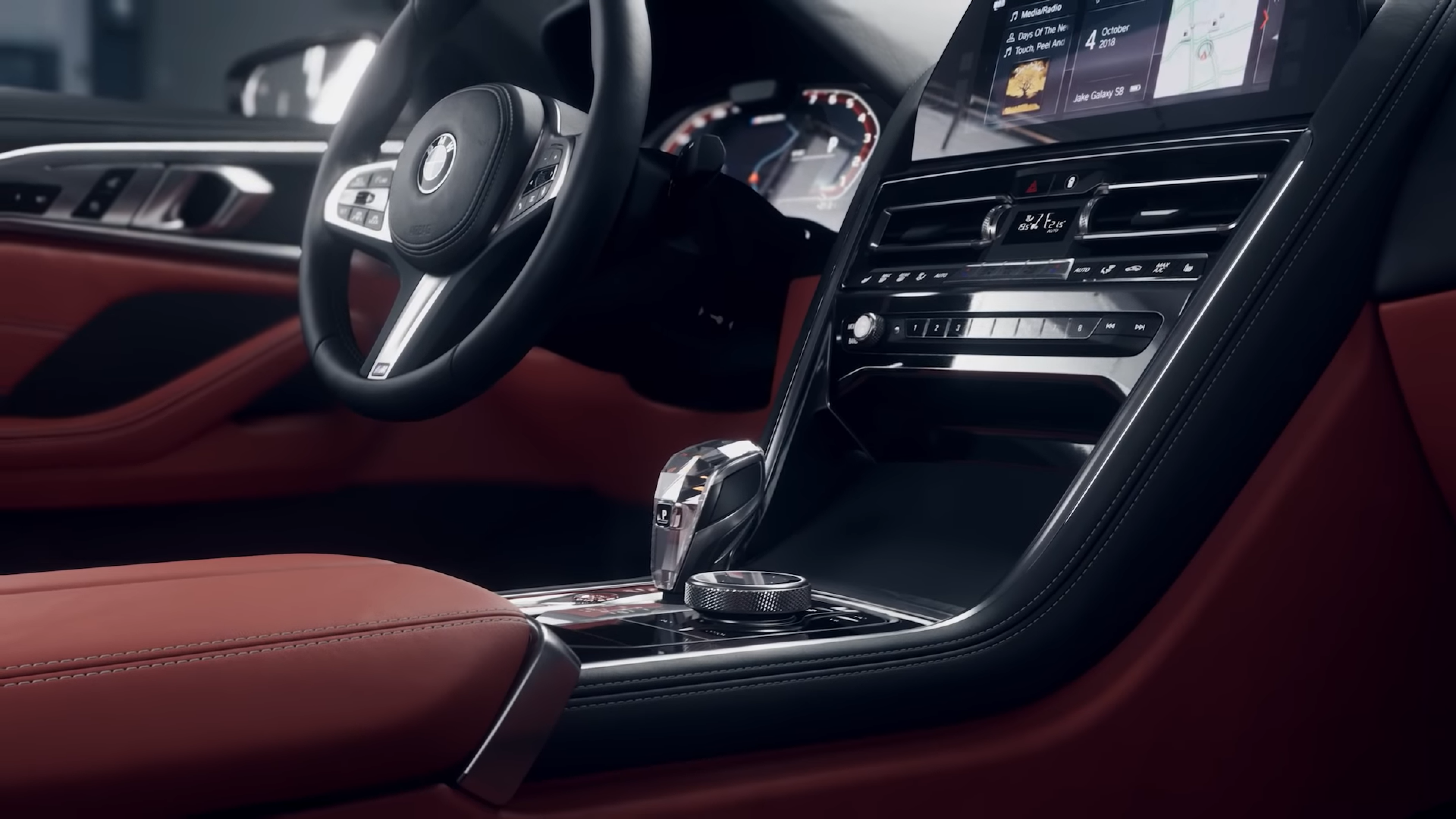 A car rendered with ray-traced reflections, rear three-quarter view