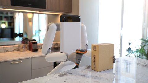 Robot scanning a parcel, rendered with Nyx